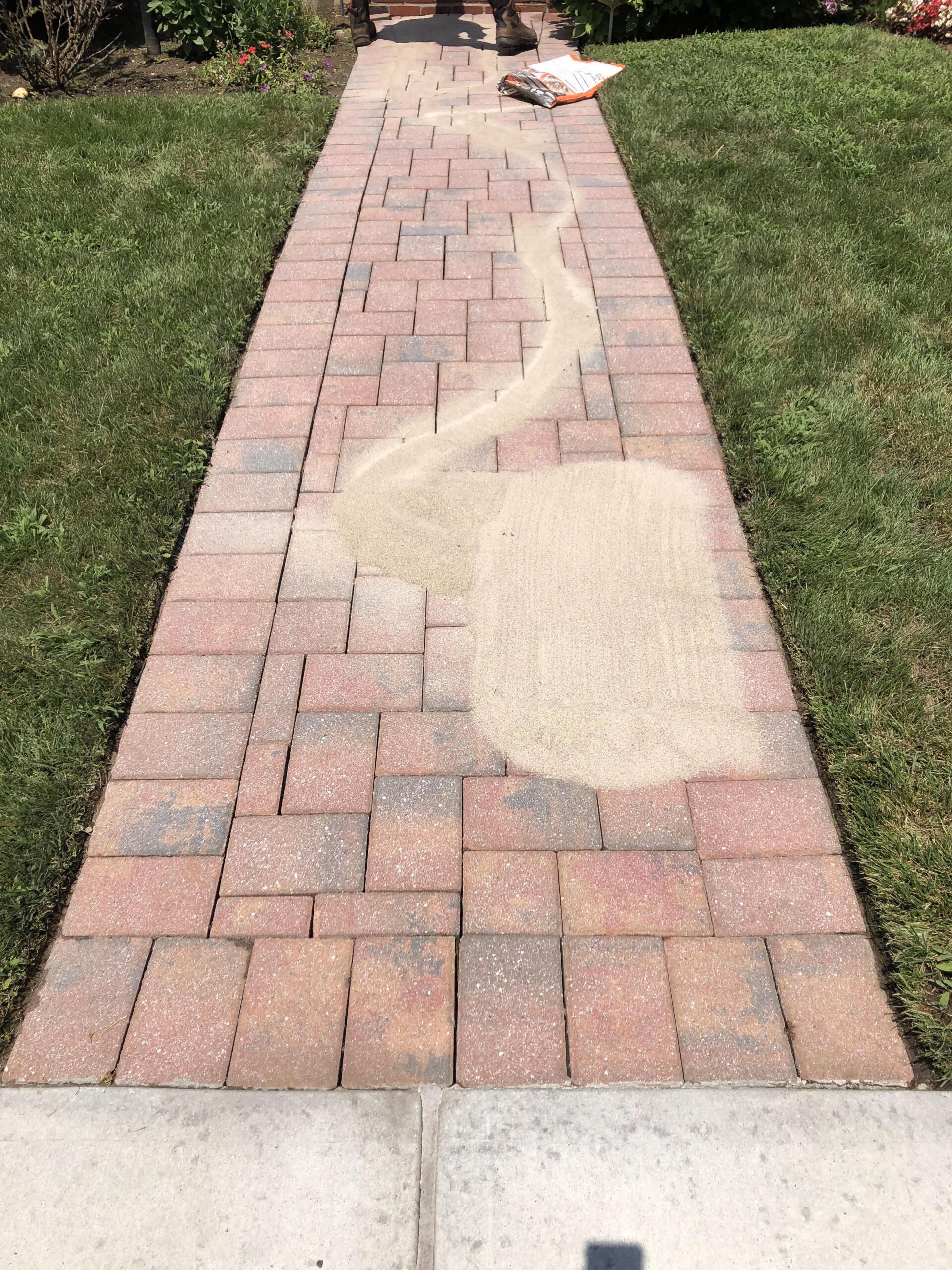 Before brick walkway cleaning