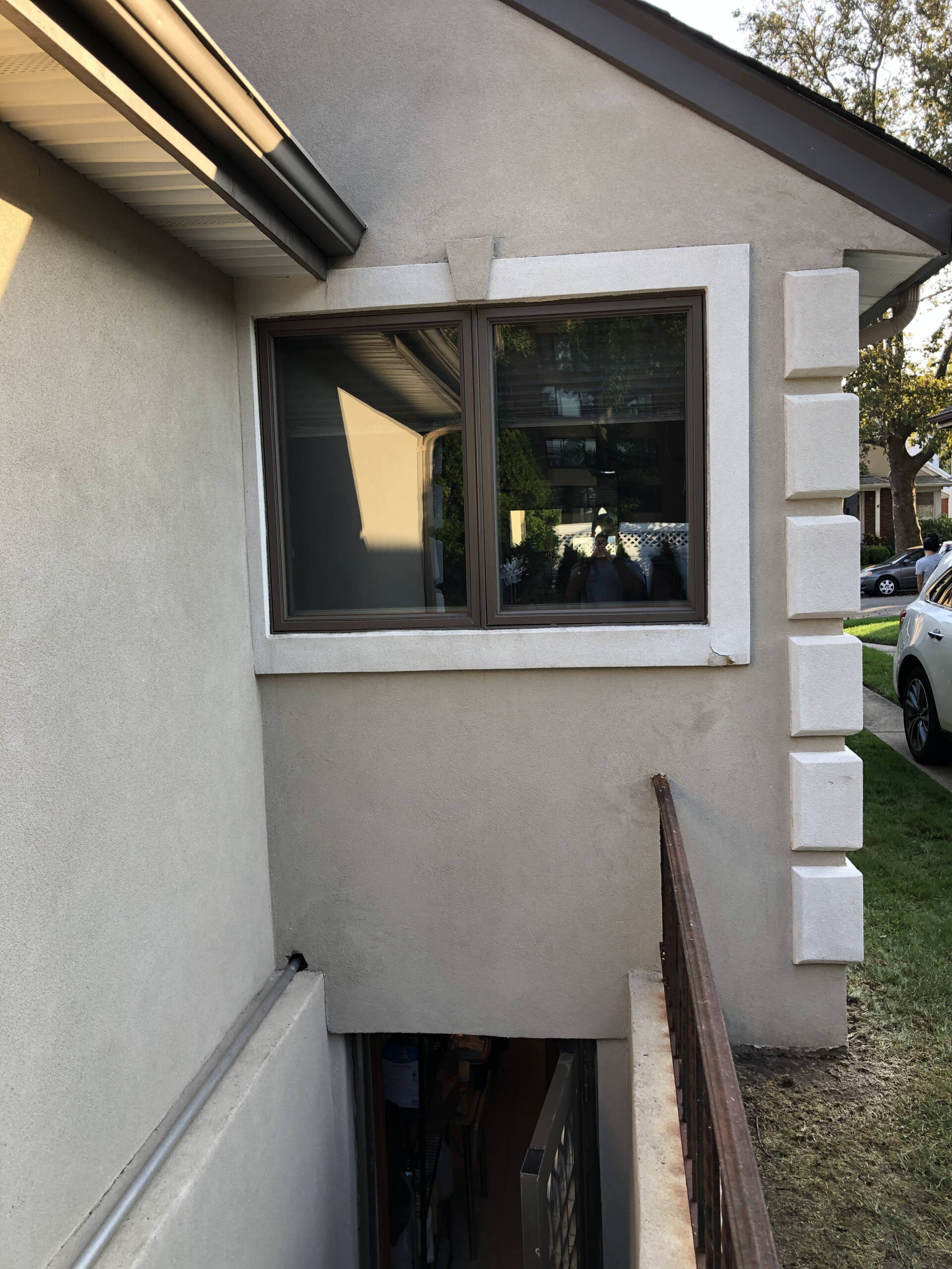 After concrete wall and window cleaning