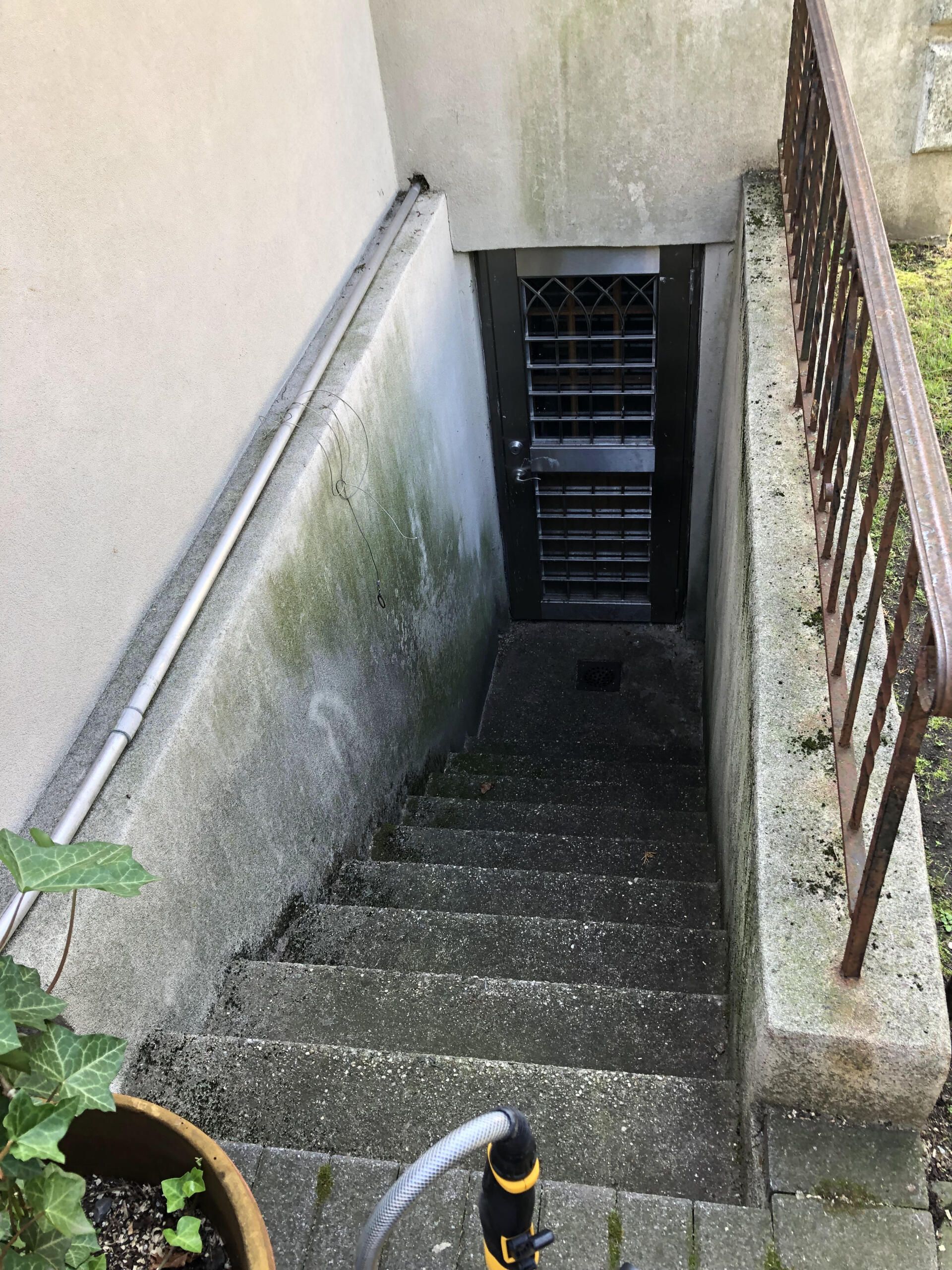Before basement stairs cleaning