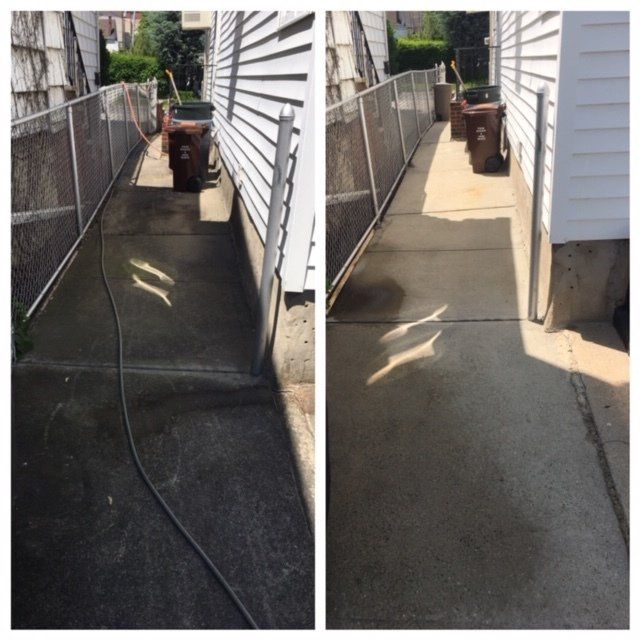 Concrete walkway cleaning