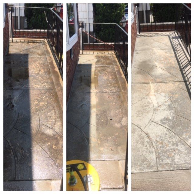 Before, during and after concrete cleaning