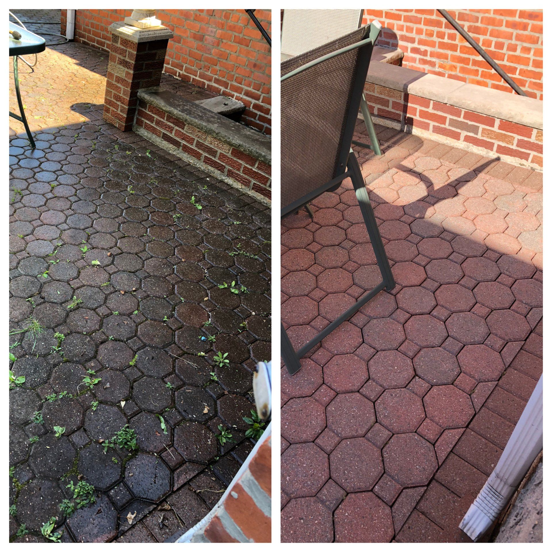 Brick patio cleaning