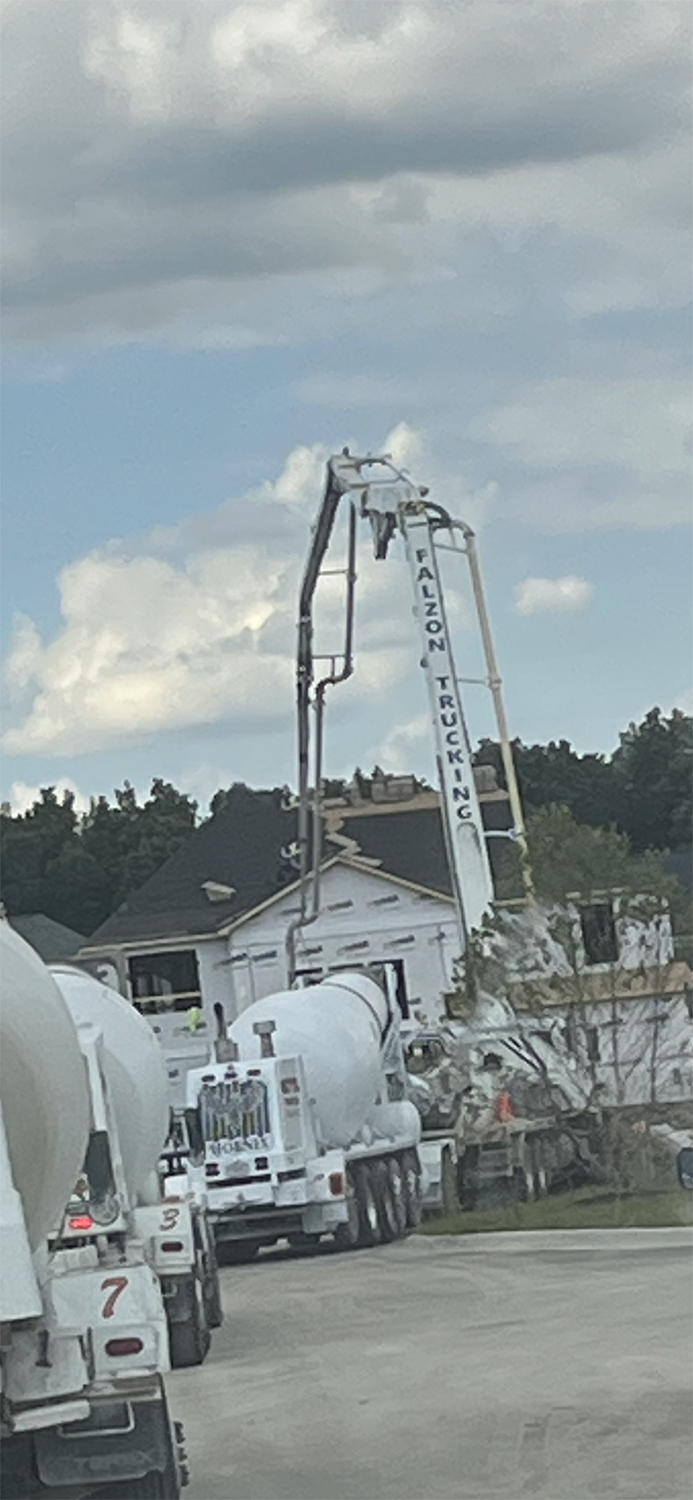 Concrete mix pouring