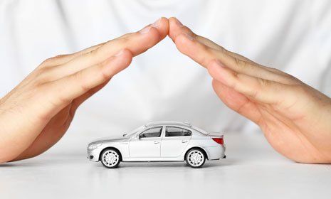 Male hands and car as protection of car concept