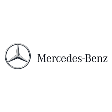 Mercedes-Benz logo with silver three-pointed star and black text on a white background