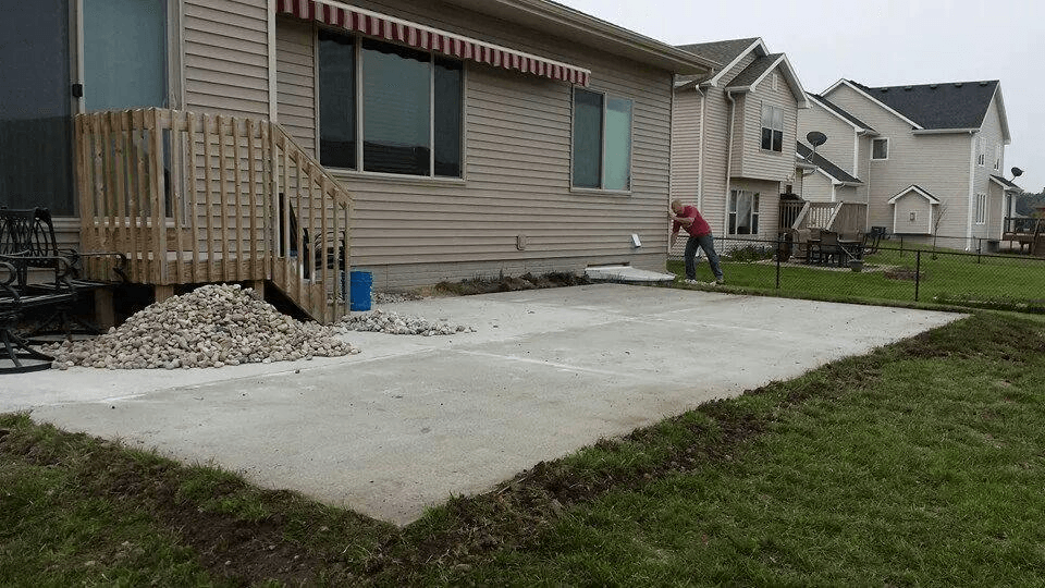 Concrete patio construction