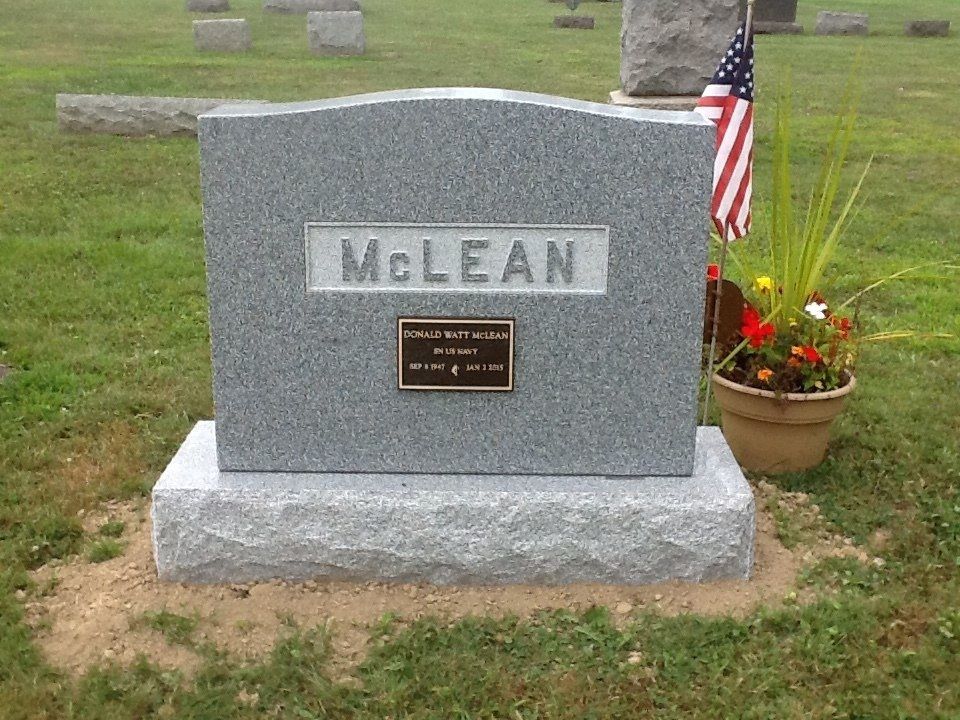 A gravestone with the name mclean on it