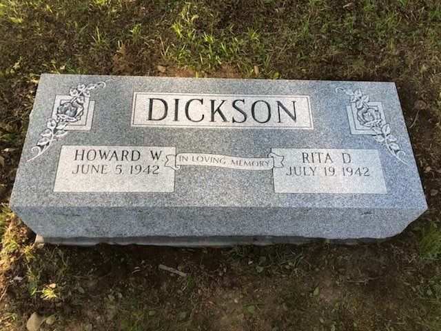 A gravestone for howard and rita dickson in a cemetery.
