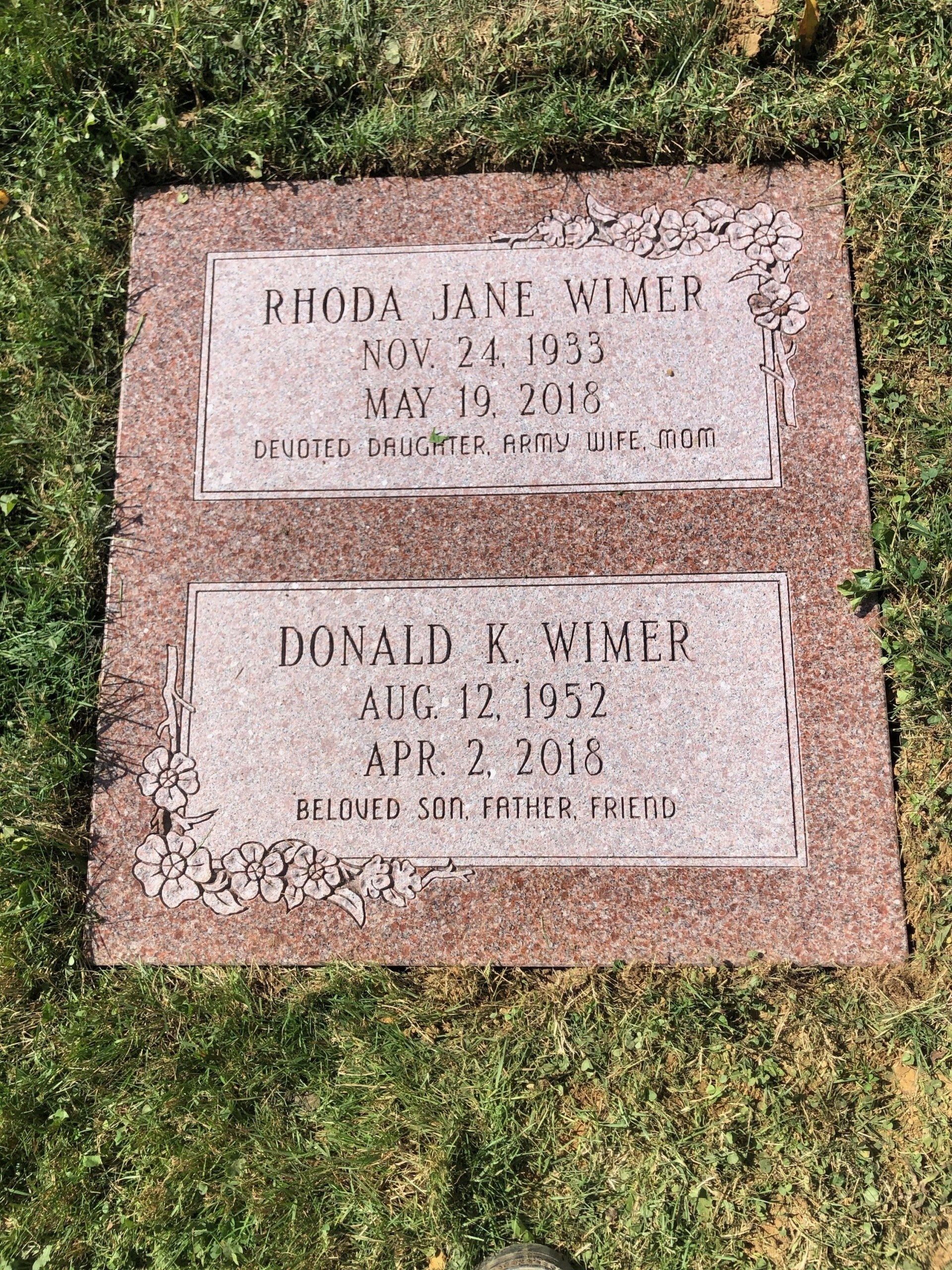 A couple of grave stones in a cemetery.