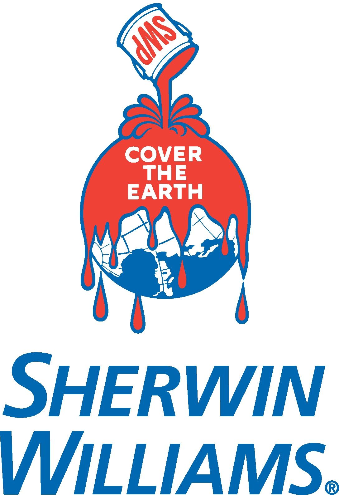 A logo for sherwin williams that says cover the earth