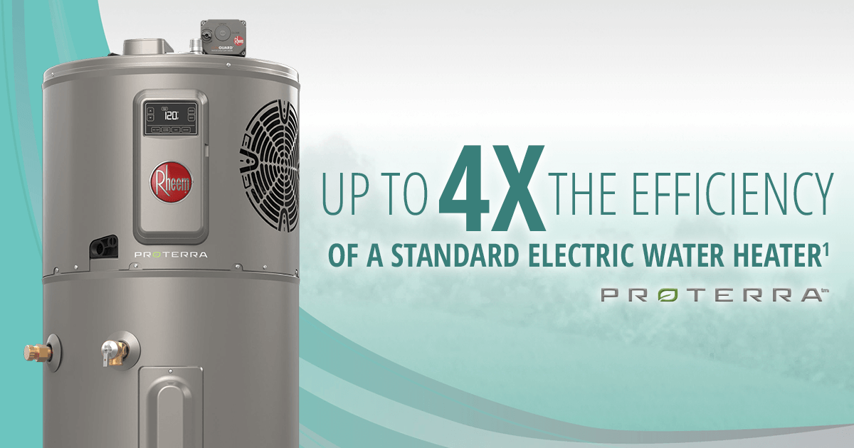 Silver Proterra water heater with text