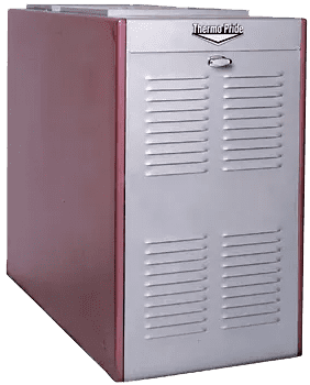 Red and silver Thermo Pride furnace.