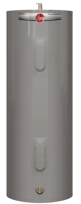 Gray Rheem water heater.