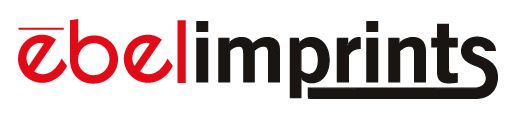 Logo of "ēbel imprints" with red and black text.
