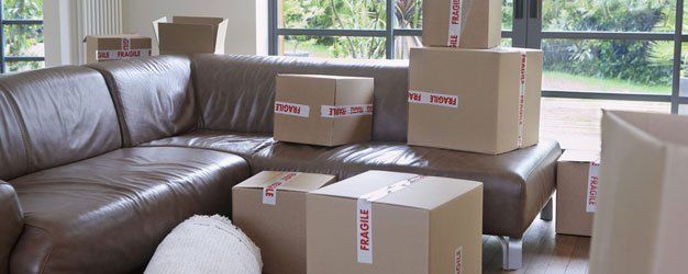 boxes in a living room