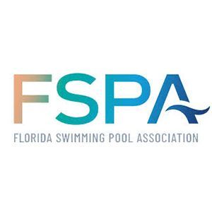 Florida Swimming Pool Association logo with teal and blue FSPA text and wave accent
