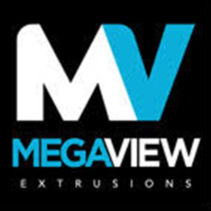 Megaview Extrusions logo with white and blue “MV” on a black background