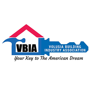 VBIA logo with blue and red house roof, “Volusia Building Industry Association,” and tagline “Your Key to the American Dream”
