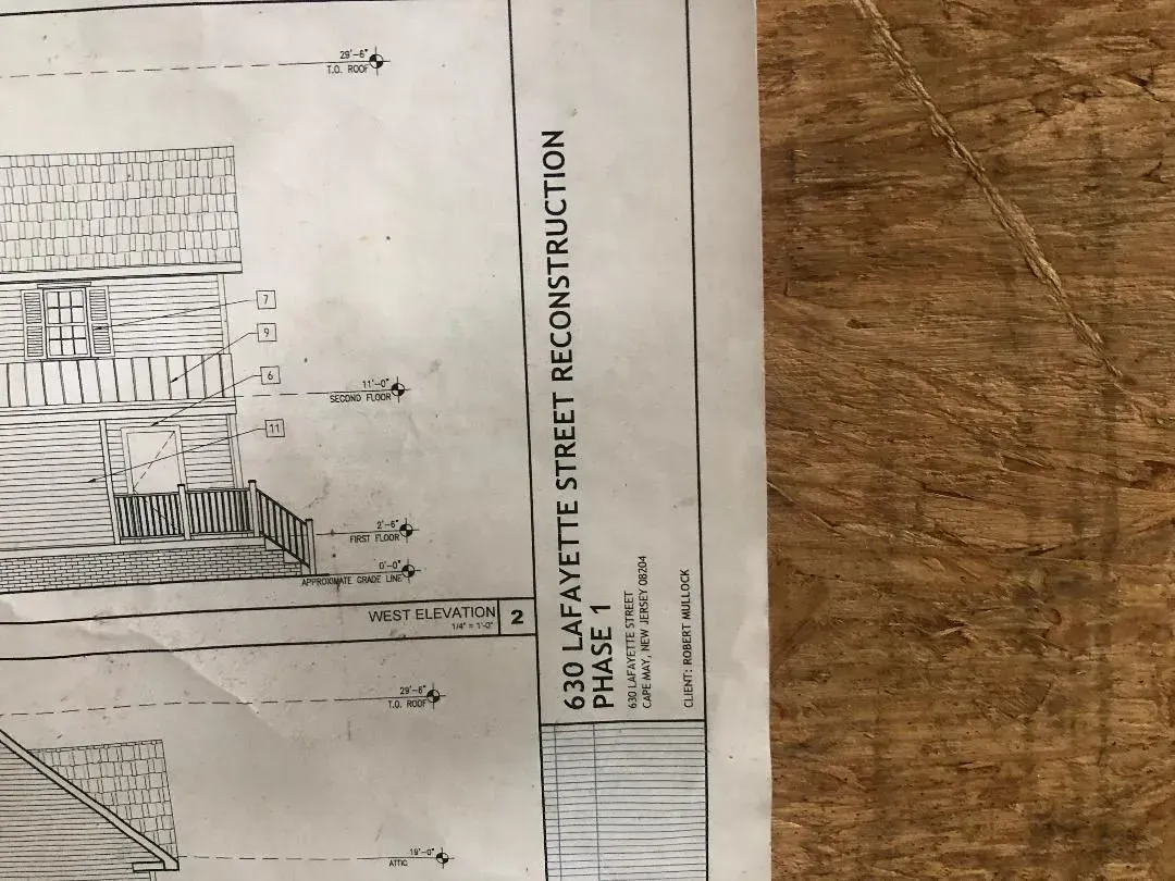 Blueprint of Lafayette Street Reconstruction, with title and partial street plan.