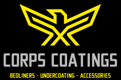 A logo for corps coatings bedliners undercoating accessories