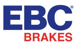 The logo for ebc brakes is blue and red on a white background.