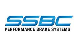 The logo for ssbc performance brake systems is blue and black.