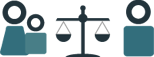 Family with justice scale icon