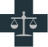 Medical cross and scale of justice icon