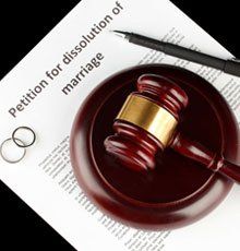 A petition for dissolution of marriage under a judge's gavel