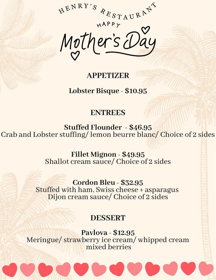 Mother's Day Menu