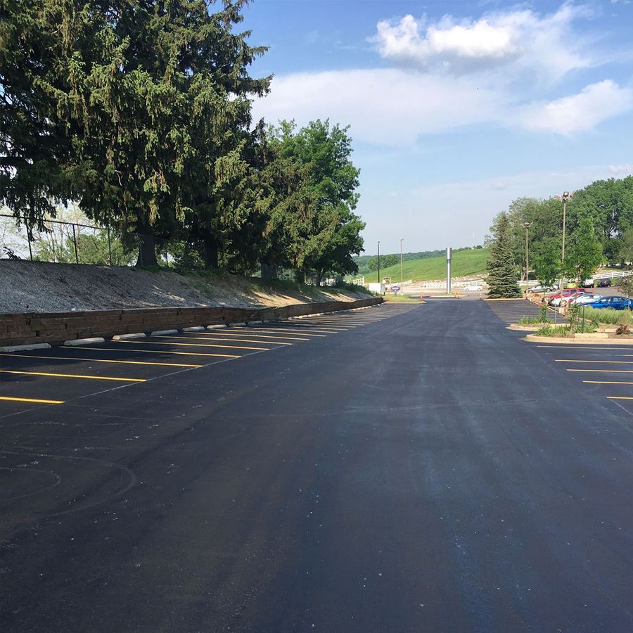 Newly paved parking lot