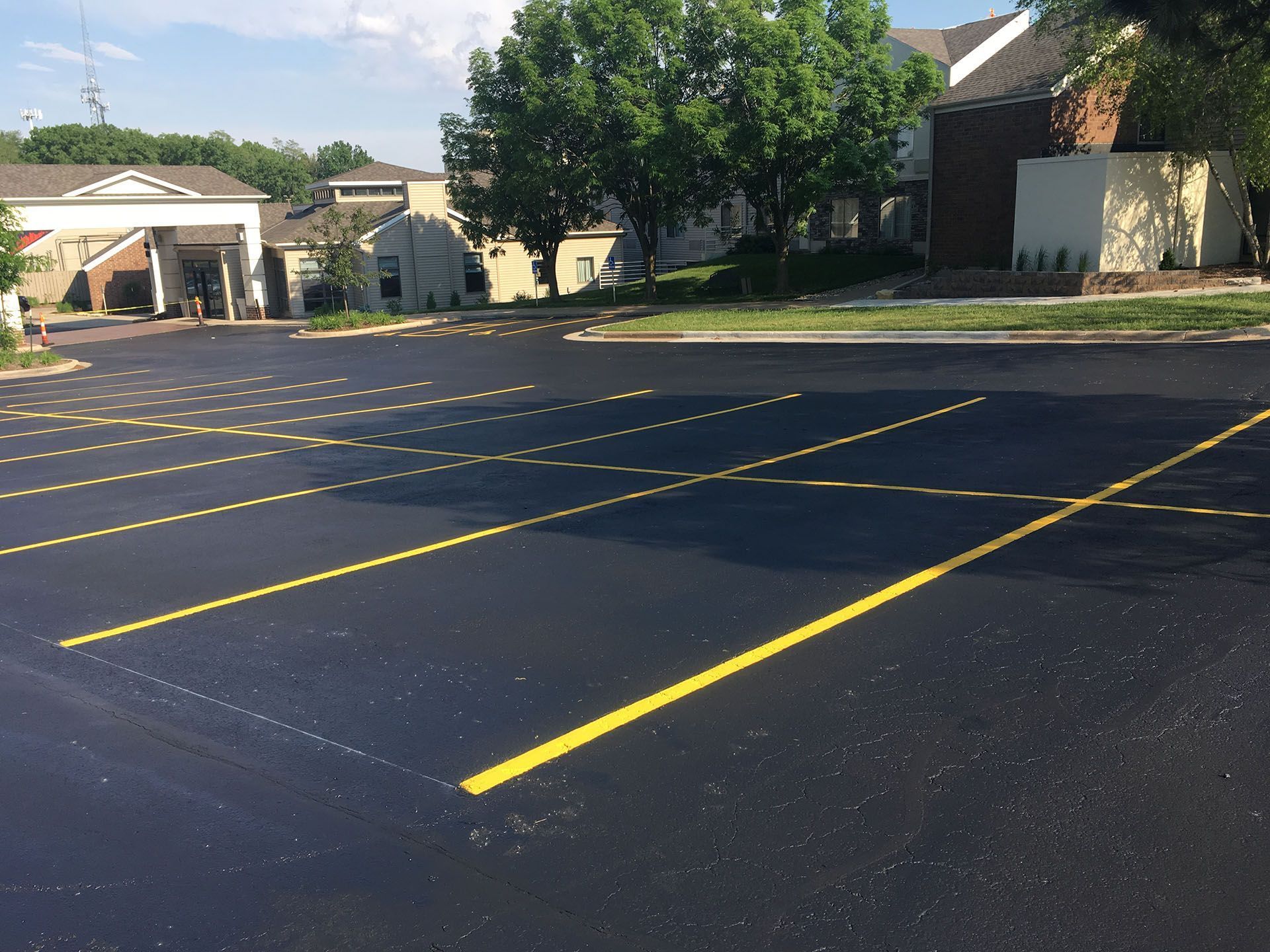 Clean yellow line striping