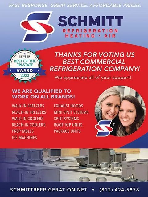 A flyer for a refrigeration company that says thanks for voting us best commercial refrigeration company