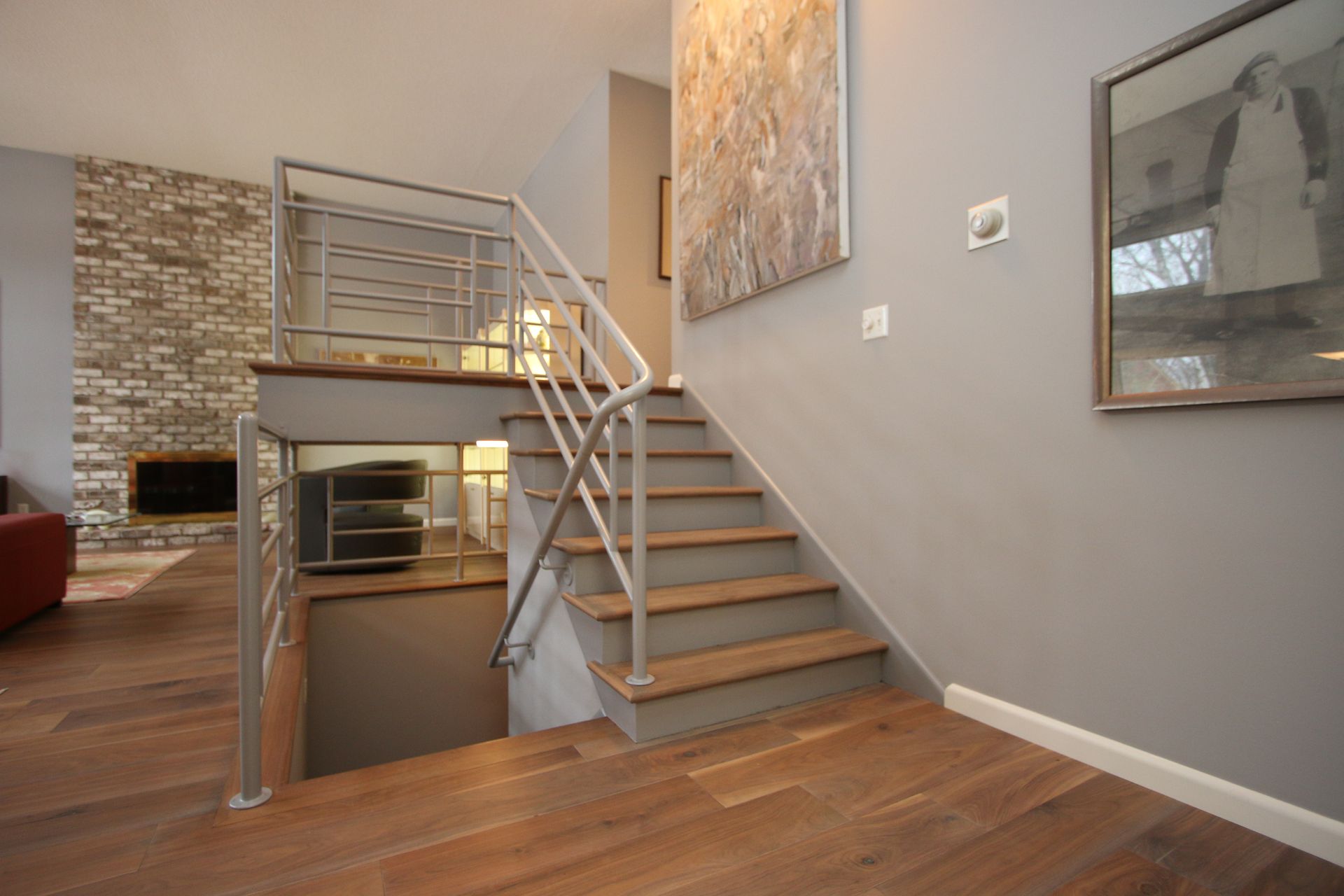 A staircase leading up to the second floor of a house