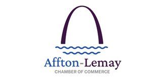Logo of the Affton-Lemay Chamber of Commerce, featuring an arch over stylized water, in shades of purple and blue.