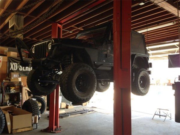 Vehicle being lifted