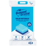 Diamond Crystal Solar Naturals natural sea salt crystals, 40 lb bag with blue label.