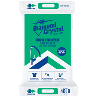 Diamond Crystal Iron Fighter salt pellets bag, green and white, 40 lb.