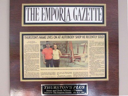 Thurston's Plus Auto Body & Automotive News Article