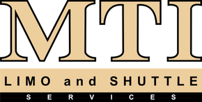 The logo for MTI Limo and Shuttle Services, featuring "MTI" in tan letters above black text on a tan background.