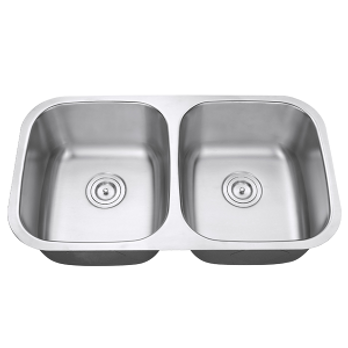 18g Standard Radius 50/50 Double Bowl Undermount Stainless Steel Kitchen Sink