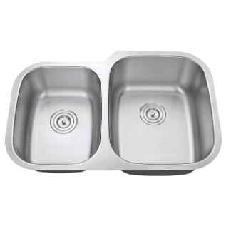 18g Standard Radius 40/60 Offset Double Bowl Undermount Stainless Steel Kitchen Sink