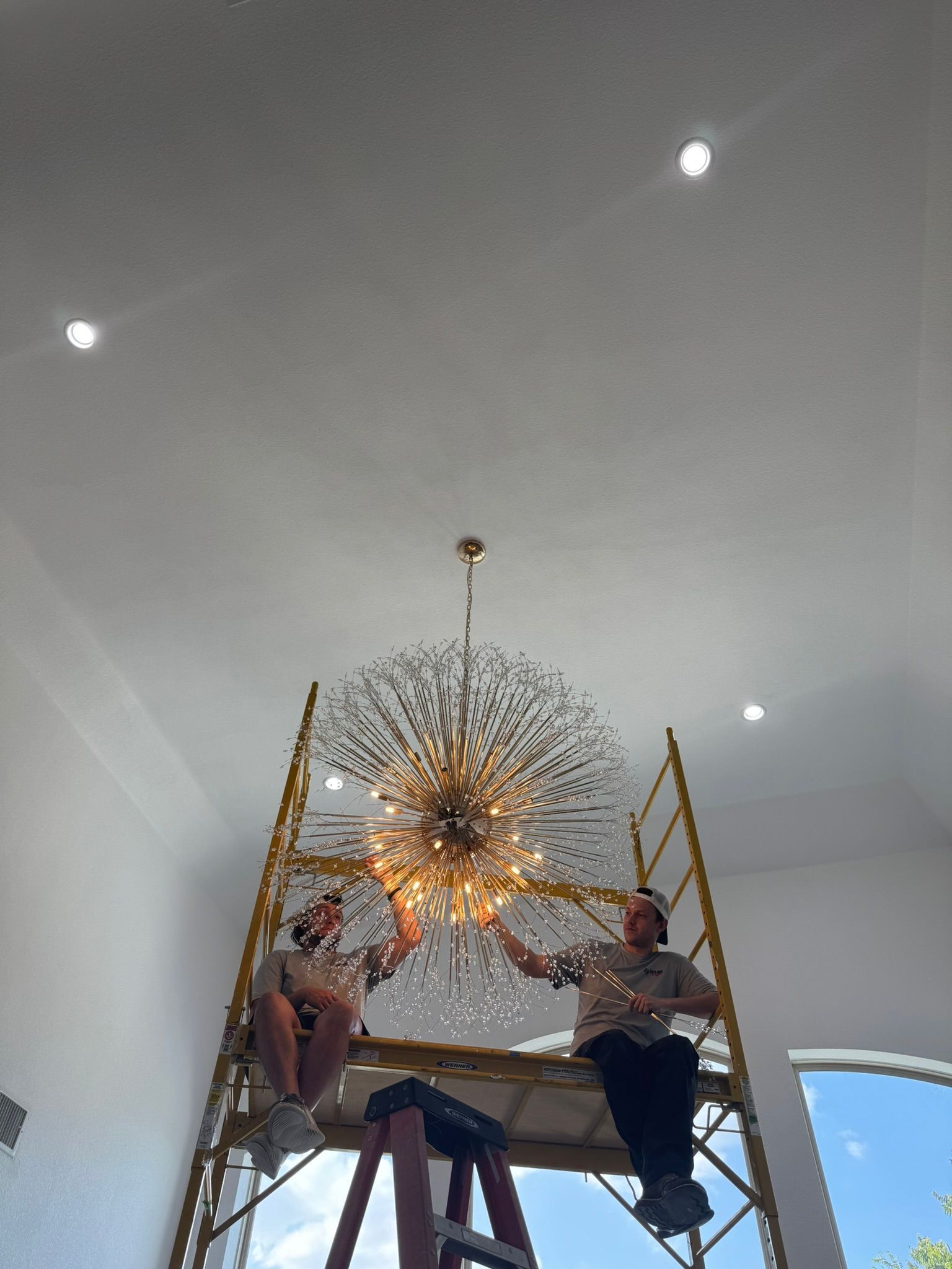 Chandelier installation by Tier One Electric in Flower Mound, TX