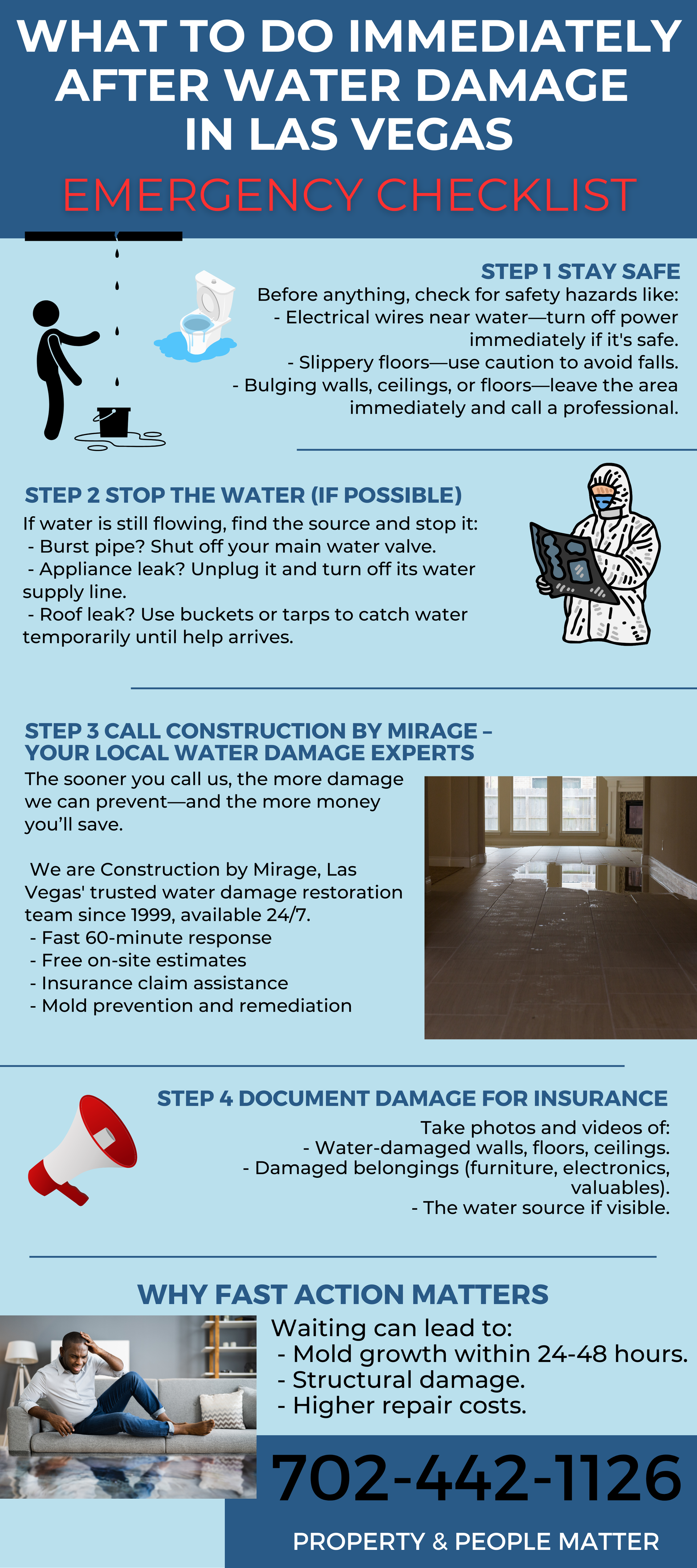 Checklist for what to do after water damage in Las Vegas home