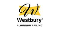 The Westbury Aluminum Railing logo: a black cursive 