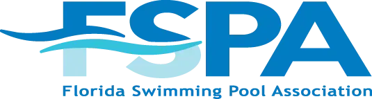 The logo for the florida swimming pool association is blue and white.