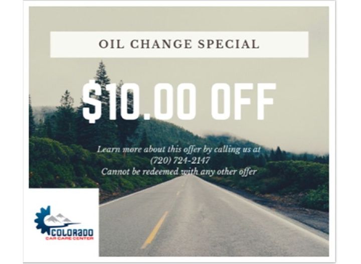 An advertisement for a $ 10.00 off oil change special