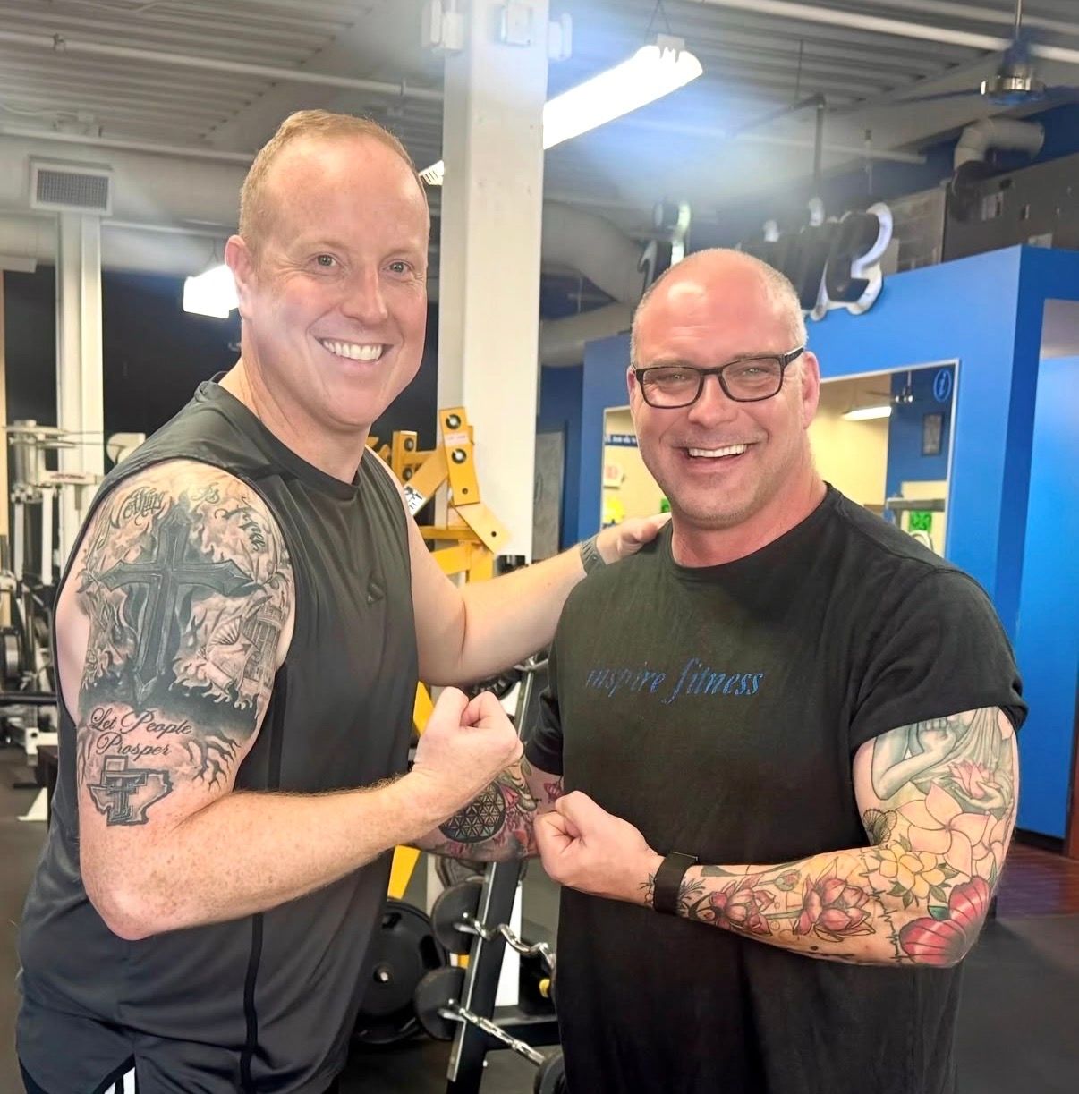 Men over 40 working out to build muscle