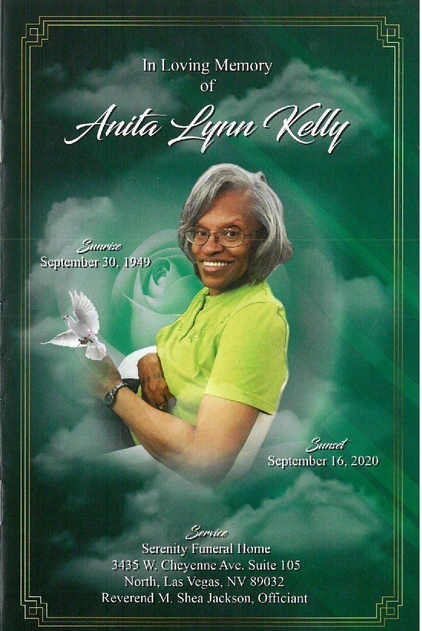 Tribute poster with a smiling woman in green holding a white dove against a cloudy green background