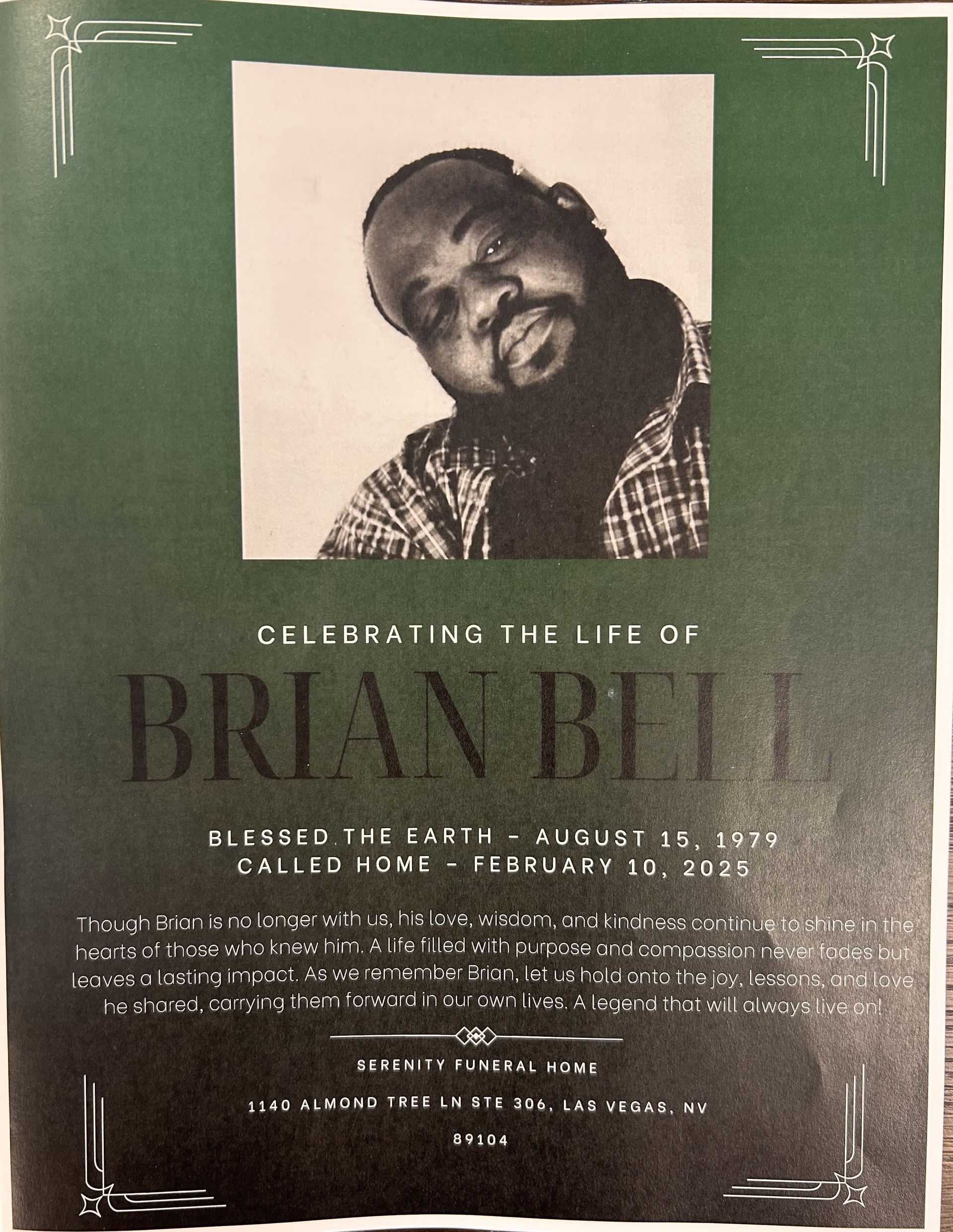Book cover with a black-and-white portrait above the title “BranBRI” on a green background.